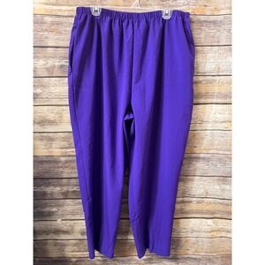 Ladies Pants‎ 2X Silver Threads LTD H8 Purple Wrinkle Crepe High Waist Elastic